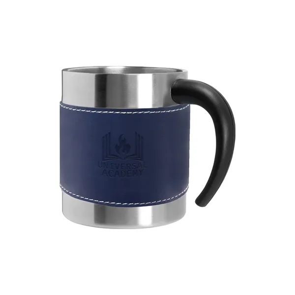 10 oz. double wall stainless steel mug with a faux leather... from ASI 34063 alphabroder