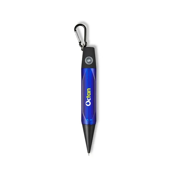 LED pen with 3 LED light functions, aluminum carabiner, 3 button... from ASI 34063 alphabroder