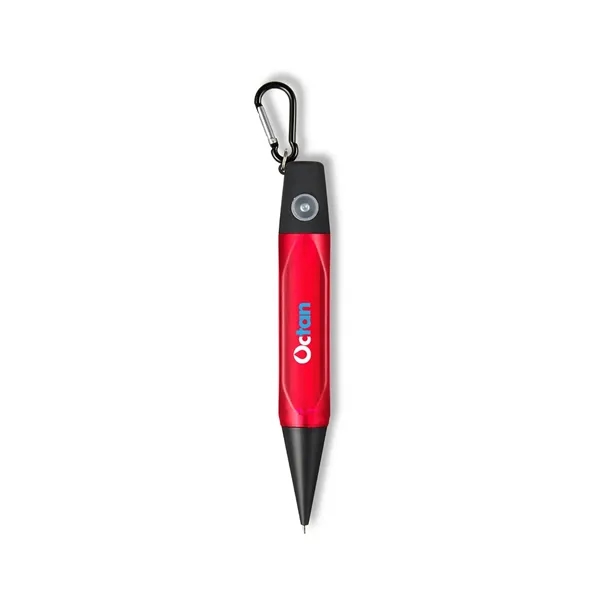 LED pen with 3 LED light functions, aluminum carabiner, 3 button... from ASI 34063 alphabroder
