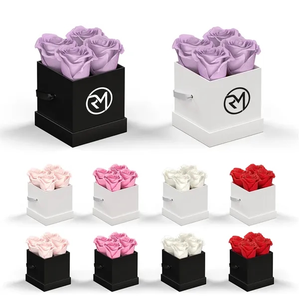 Arrangement of 4 roses set in a hat box.... from ASI 61125 Hit Promotional Products / Hit®