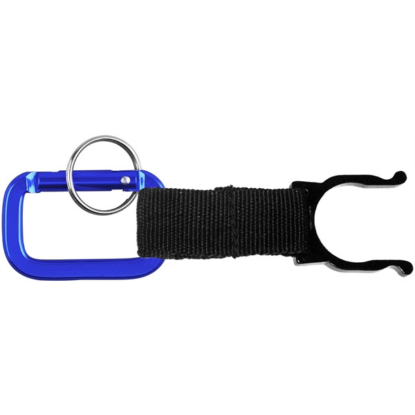 Square Shaped Carabiner with Strap and Bottle Hoder. solid aluminum construction.... from ASI 74585 Nu Promo International / Nu Promo Line