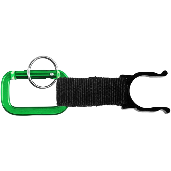 Square Shaped Carabiner with Strap and Bottle Hoder. solid aluminum construction.... from ASI 74585 Nu Promo International / Nu Promo Line