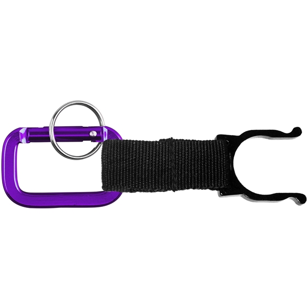 Square Shaped Carabiner with Strap and Bottle Hoder. solid aluminum construction.... from ASI 74585 Nu Promo International / Nu Promo Line