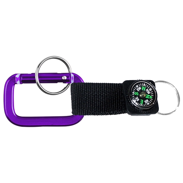Square Shaped Carabiner with Strap and Compass. Solid Aluminum Construction.... from ASI 74585 Nu Promo International / Nu Promo Line