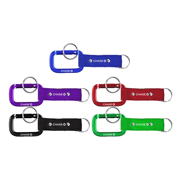 Square Shaped Carabiner with Strap and Plate. Solid Aluminum Construction.... from ASI 74585 Nu Promo International / Nu Promo Line