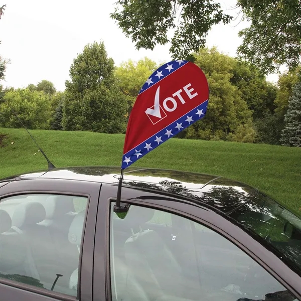 Mini teardrop sail sign with clip-on base and double-sided graphics.... from ASI 87188 Showdown Displays