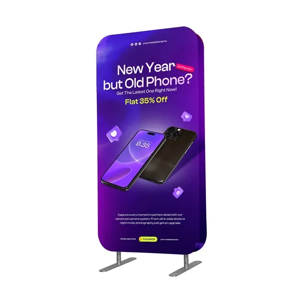 32"w x 63"h Phone Shaped Display w/Aluminum frame, full color imprint... from ASI 49891 Discount Marketing Products / DMP