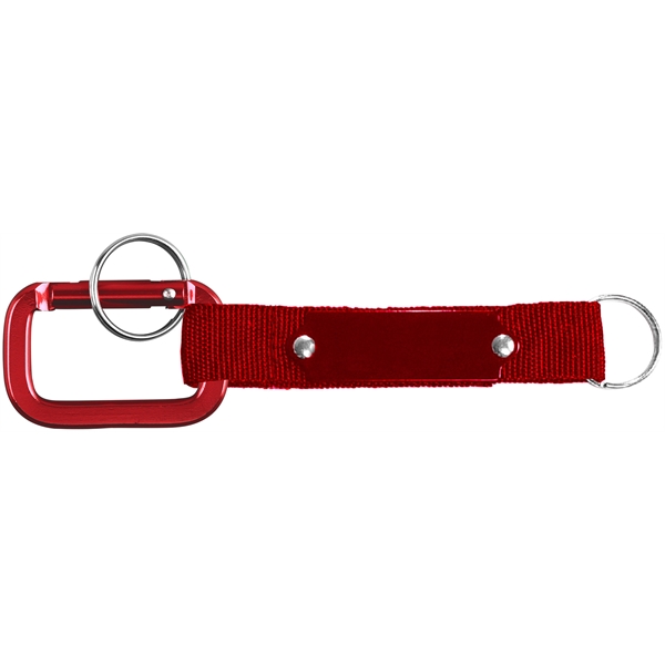 Square Shaped Carabiner with Strap and Plate. Solid Aluminum Construction.... from ASI 74585 Nu Promo International / Nu Promo Line