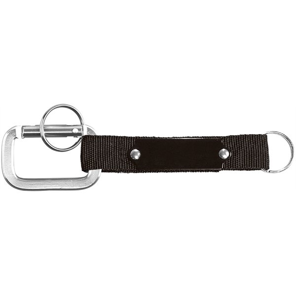 Square Shaped Carabiner with Strap and Plate. Solid Aluminum Construction.... from ASI 74585 Nu Promo International / Nu Promo Line