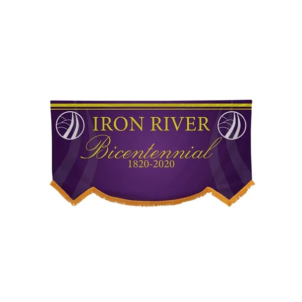 3' x 6' parade banners with scallop bottom graphics and gold... from ASI 87188 Showdown Displays