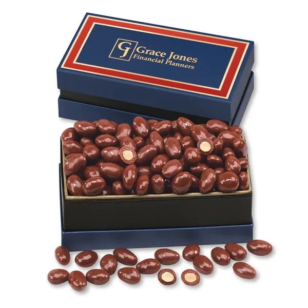 Classic gift box filled with milk chocolate almonds... from ASI 68680 Maple Ridge Farms Inc