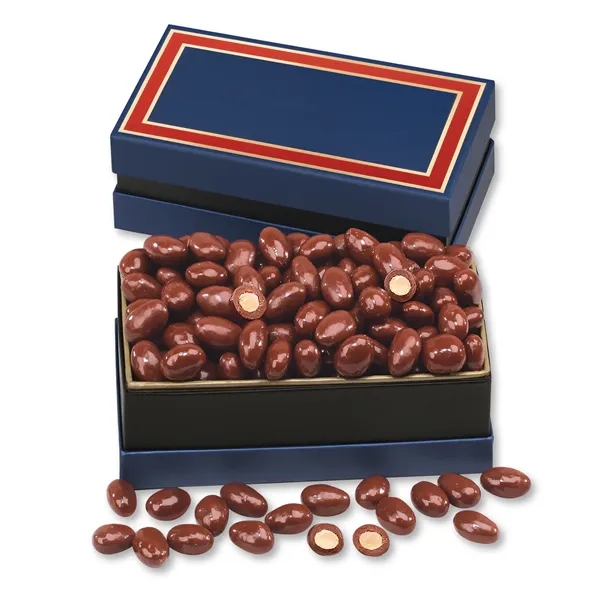 Classic gift box filled with milk chocolate almonds... from ASI 68680 Maple Ridge Farms Inc
