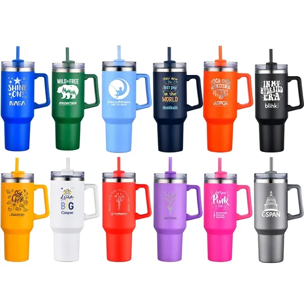 The 40 oz Royale stainless steel travel mug with reusable straw.... from ASI 44900 NC Custom (CI/Lanco) / Lanco