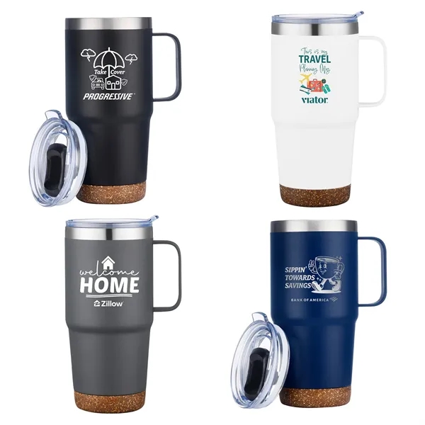 24 oz. stainless steel travel mug with cork bottom, stainless steel... from ASI 44900 NC Custom (CI/Lanco) / Lanco