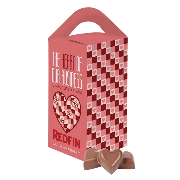 Tote box filled with 1 oz. individually wrapped house-made milk chocolate... from ASI 44900 NC Custom (CI/Lanco) / Chocolate Inn