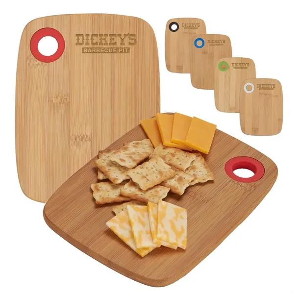 Bamboo cutting board with silicone ring plus laser engraving on 1... from ASI 37218 Athena Promo (tm)