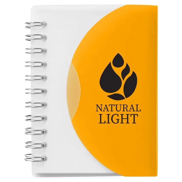 Small wire-bound notebook with flexible fold-over cover, tab-style closure and 60... from ASI 34063 alphabroder