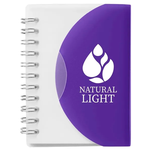 Small wire-bound notebook with flexible fold-over cover, tab-style closure and 60... from ASI 34063 alphabroder