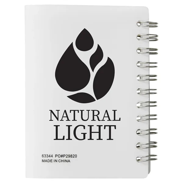 Small wire-bound notebook with flexible fold-over cover, tab-style closure and 60... from ASI 34063 alphabroder