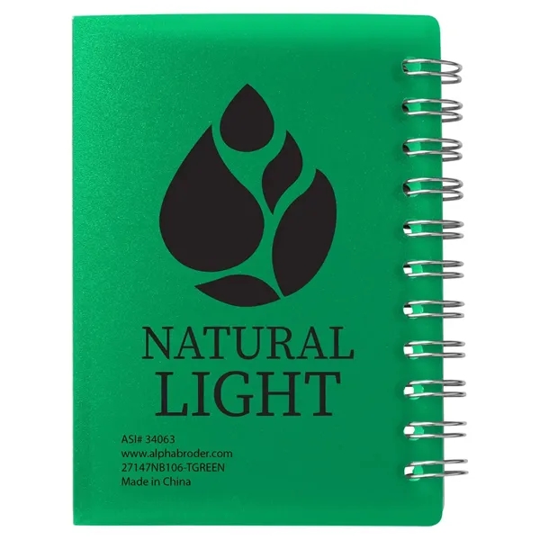 Small wire-bound notebook with flexible fold-over cover, tab-style closure and 60... from ASI 34063 alphabroder