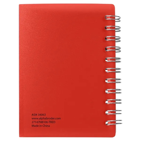 Small wire-bound notebook with flexible fold-over cover, tab-style closure and 60... from ASI 34063 alphabroder