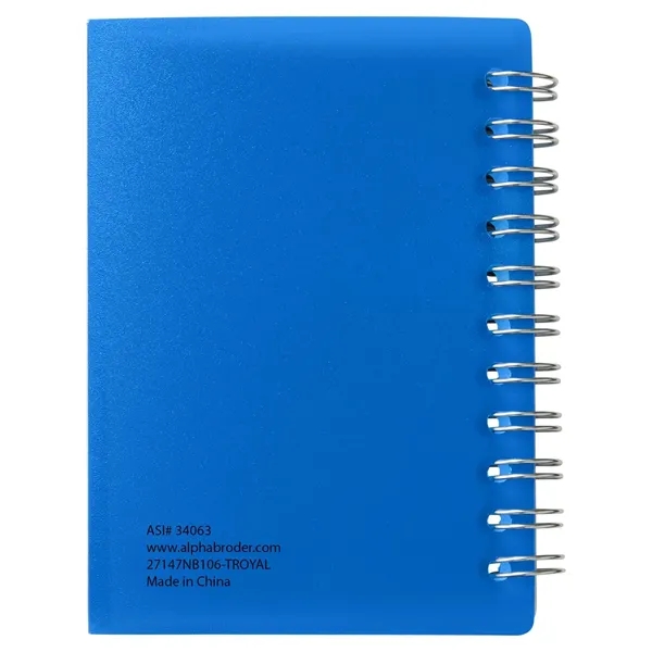 Small wire-bound notebook with flexible fold-over cover, tab-style closure and 60... from ASI 34063 alphabroder
