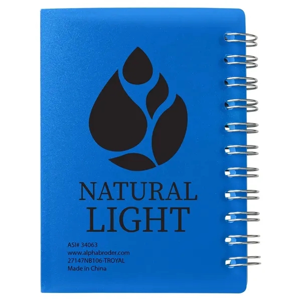 Small wire-bound notebook with flexible fold-over cover, tab-style closure and 60... from ASI 34063 alphabroder