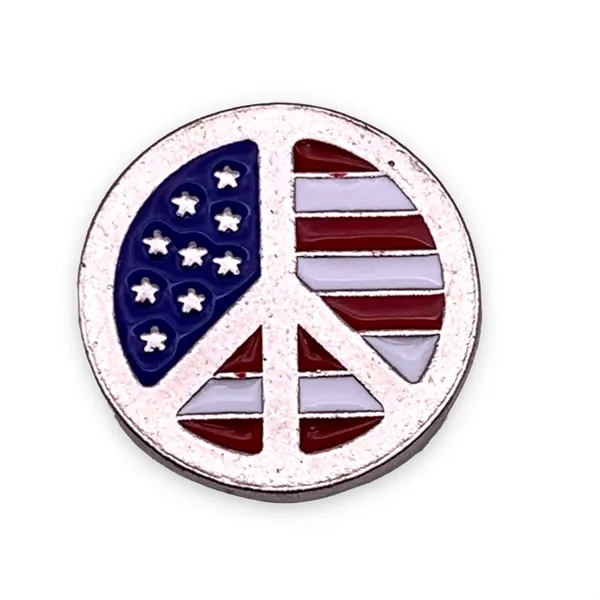 Peace symbol with the American flag showing through lapel pin. Blank.... from ASI 96235 Wehr Industries Inc