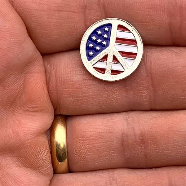 Peace symbol with the American flag showing through lapel pin. Blank.... from ASI 96235 Wehr Industries Inc