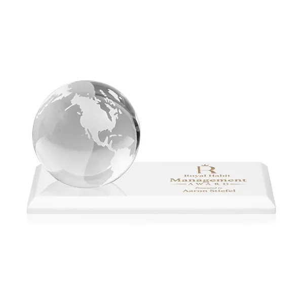 Globe Award on Rectangle Base - White... from ASI 84592 St Regis Group / St Regis