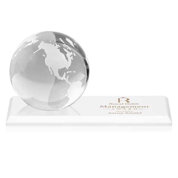 Globe Award on Rectangle Base - White... from ASI 84592 St Regis Group / St Regis