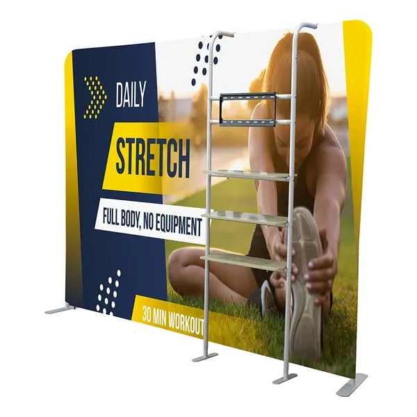 9.5ft Straight Wall Display w/Shelves & TV Bracket. Aluminum frame, full... from ASI 49891 Discount Marketing Products / DMP