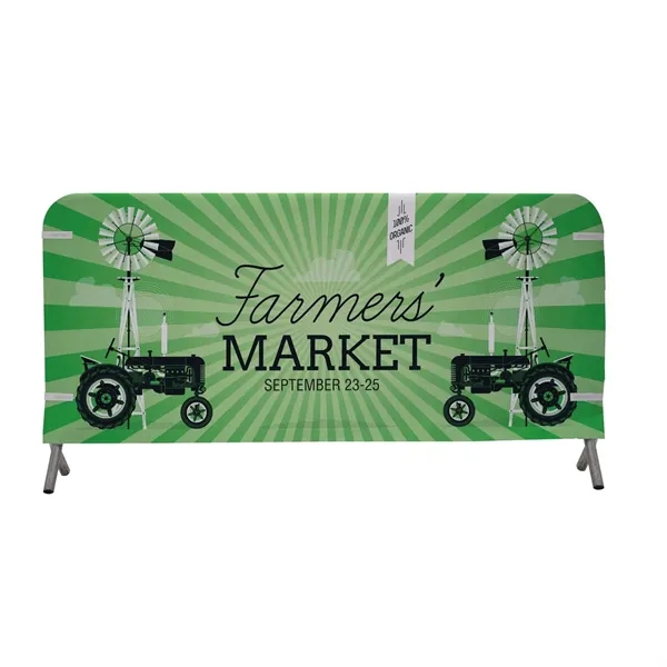 8' barricade cover made of two-way stretch fabric with customization.... from ASI 87188 Showdown Displays