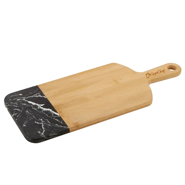 Bamboo marble cutting board with handle plus laser engraving on 1... from ASI 37218 Athena Promo (tm)