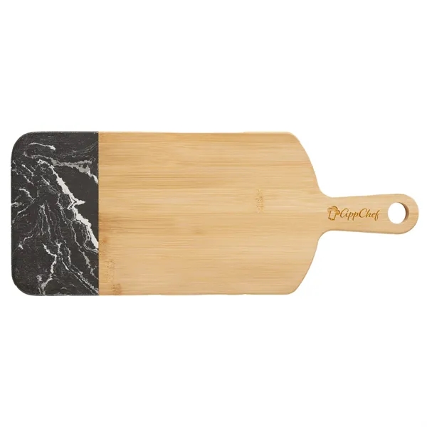 Bamboo marble cutting board with handle plus laser engraving on 1... from ASI 37218 Athena Promo (tm)
