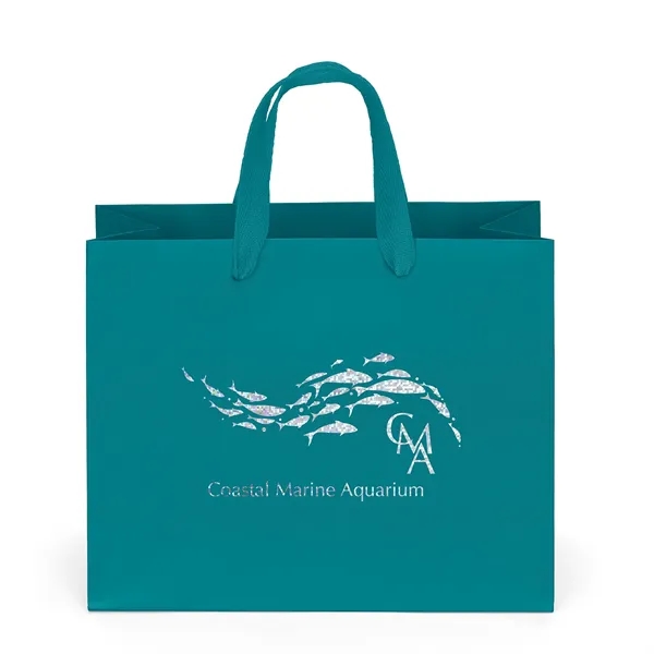 Premium-weight matte-laminated bag with woven handles and fold-over top.... from ASI 37940 Bag Makers Inc