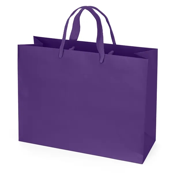 Premium-weight matte-laminated bag with woven handles and fold-over top.... from ASI 37940 Bag Makers Inc