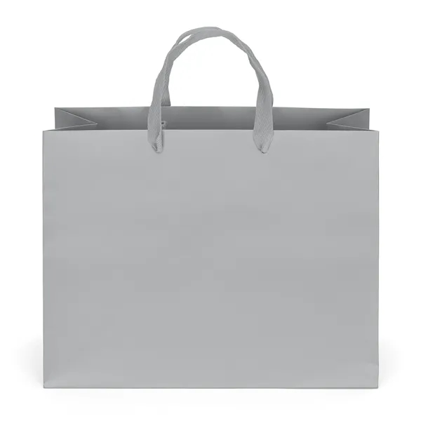 Premium-weight matte-laminated bag with woven handles and fold-over top.... from ASI 37940 Bag Makers Inc
