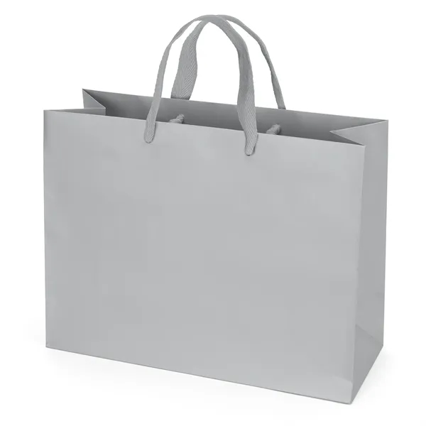 Premium-weight matte-laminated bag with woven handles and fold-over top.... from ASI 37940 Bag Makers Inc