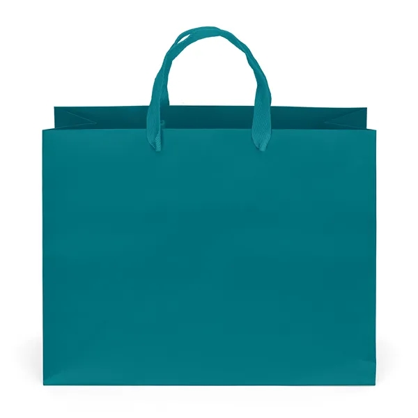 Premium-weight matte-laminated bag with woven handles and fold-over top.... from ASI 37940 Bag Makers Inc