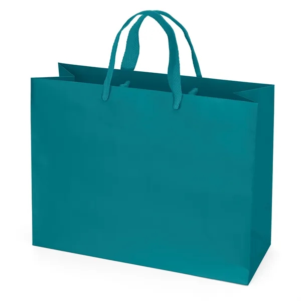 Premium-weight matte-laminated bag with woven handles and fold-over top.... from ASI 37940 Bag Makers Inc