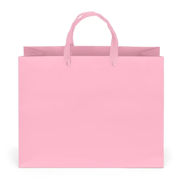 Premium-weight matte-laminated bag with woven handles and fold-over top.... from ASI 37940 Bag Makers Inc