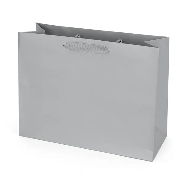 Premium-weight matte-laminated bag with woven handles and fold-over top.... from ASI 37940 Bag Makers Inc
