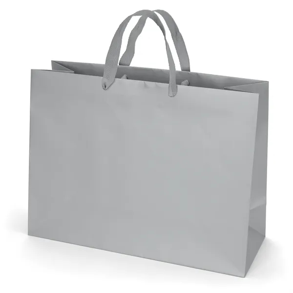 Premium-weight matte-laminated bag with woven handles and fold-over top.... from ASI 37940 Bag Makers Inc