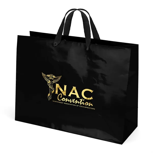 Premium-weight gloss-laminated Eurotote with 14" long woven handles and reinforced fold-over... from ASI 37940 Bag Makers Inc