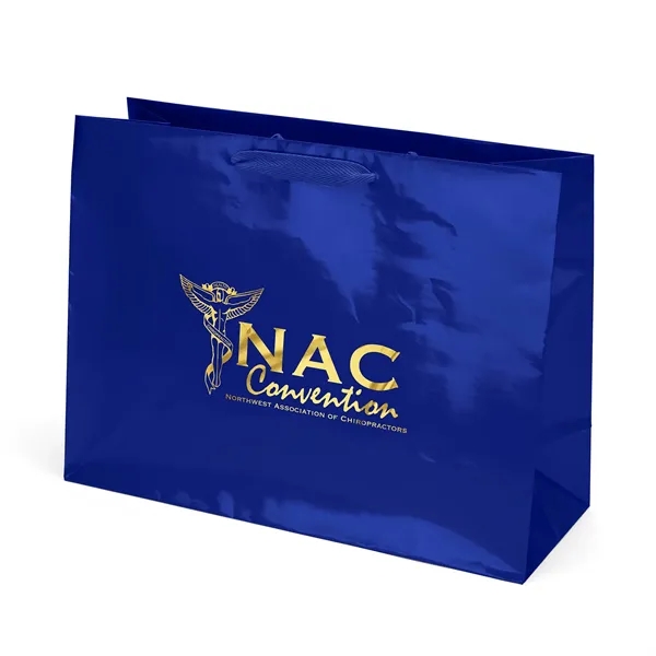 Premium-weight gloss-laminated Eurotote with 14" long woven handles and reinforced fold-over... from ASI 37940 Bag Makers Inc