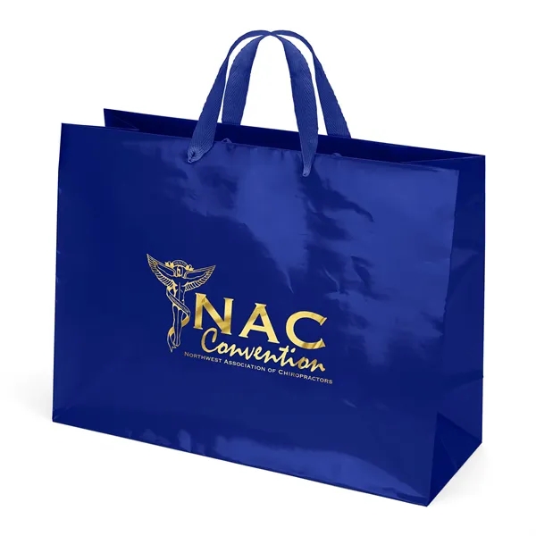 Premium-weight gloss-laminated Eurotote with 14" long woven handles and reinforced fold-over... from ASI 37940 Bag Makers Inc