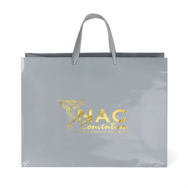Premium-weight gloss-laminated Eurotote with 14" long woven handles and reinforced fold-over... from ASI 37940 Bag Makers Inc