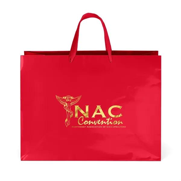 Premium-weight gloss-laminated Eurotote with 14" long woven handles and reinforced fold-over... from ASI 37940 Bag Makers Inc