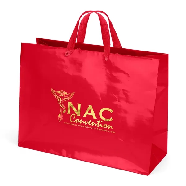 Premium-weight gloss-laminated Eurotote with 14" long woven handles and reinforced fold-over... from ASI 37940 Bag Makers Inc